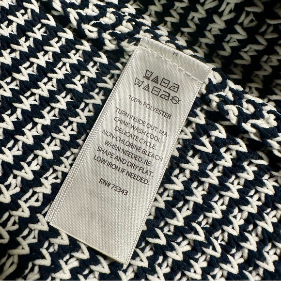 Nicole Miller Artelier Women's Navy Blue and White Hooded Cardigan Sweater Sz M - Picture 9 of 15